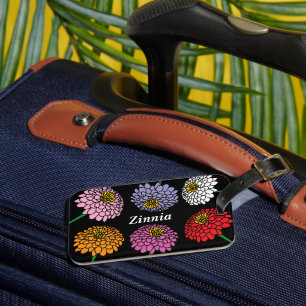 Cute Zinnia garden flower drawing custom travel Luggage Tag