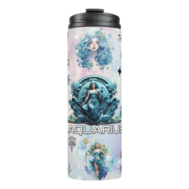 Cute Zodiac/Aquarius Thermal Tumbler (Front)