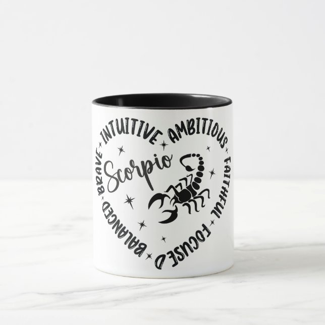 Cute Zodiac Astrology Sign Characteristics/Scorpio Mug (Center)