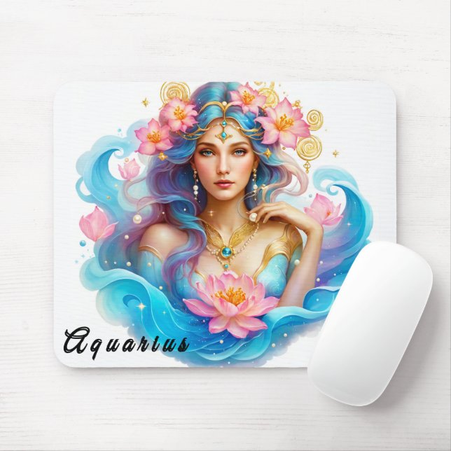 Cute Zodiac Sign/Aquarius Mouse Pad (With Mouse)