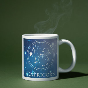 Cute Zodiac Sign CAPRICORN Purple Blue Monogram Mug