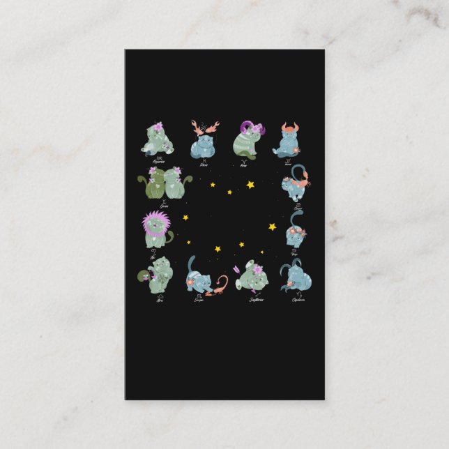 Cute Zodiac Sign Cat Lover Business Card (Front)