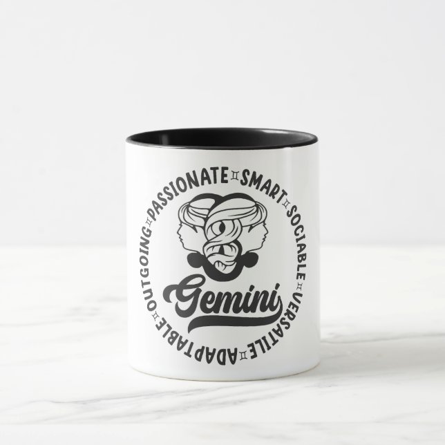 Cute Zodiac Sign Characteristics/Gemini Mug (Center)