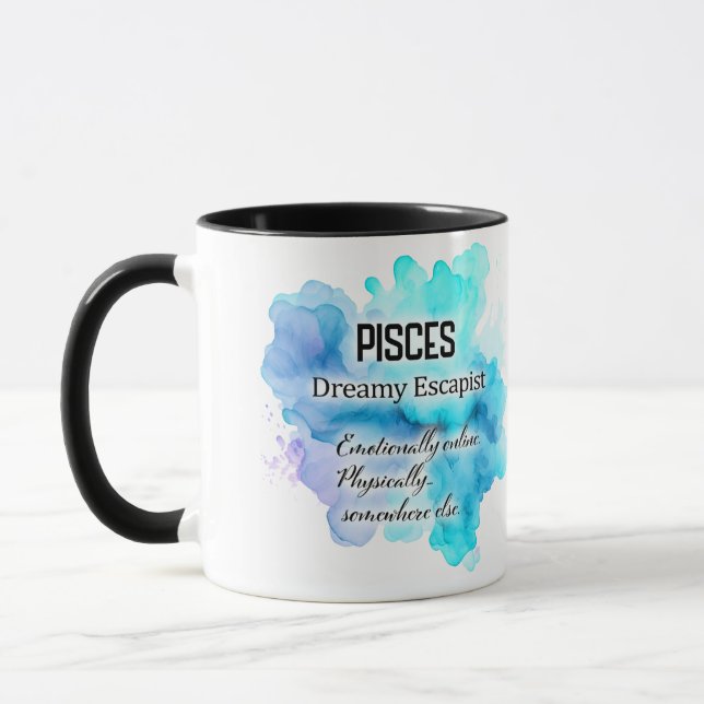 Cute Zodiac Sign Traits/ Pisces Wrap  Mug (Left)