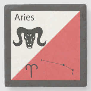 Cute Zodiac Symbol, Sign & Star Layout-Aries Stone Coaster