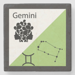 Cute Zodiac Symbol, Sign & Star Layout-Gemini Stone Coaster