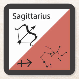 Cute Zodiac Symbol, Sign & Star Layout-Sagittarius Square Paper Coaster