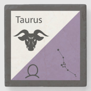 Cute Zodiac Symbol, Sign & Star Layout-Taurus Stone Coaster