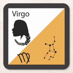 Cute Zodiac Symbol, Sign & Star Layout-Virgo Square Paper Coaster