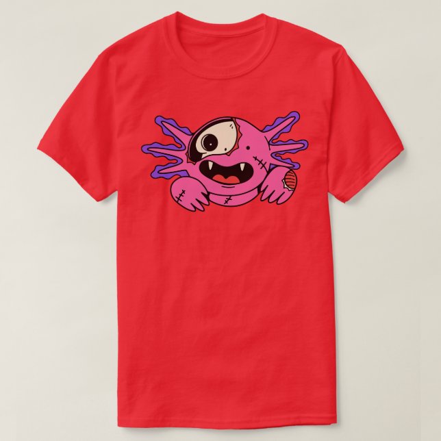 Cute Zombie Axolotl Funny Halloween Animals T-Shirt (Design Front)