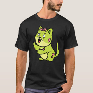 Cute Zombie Cat Halloween Kitty Retro Horror Cat T-Shirt