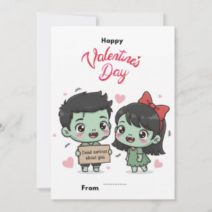 Cute Zombie Couple Dead Serious Valentine Card