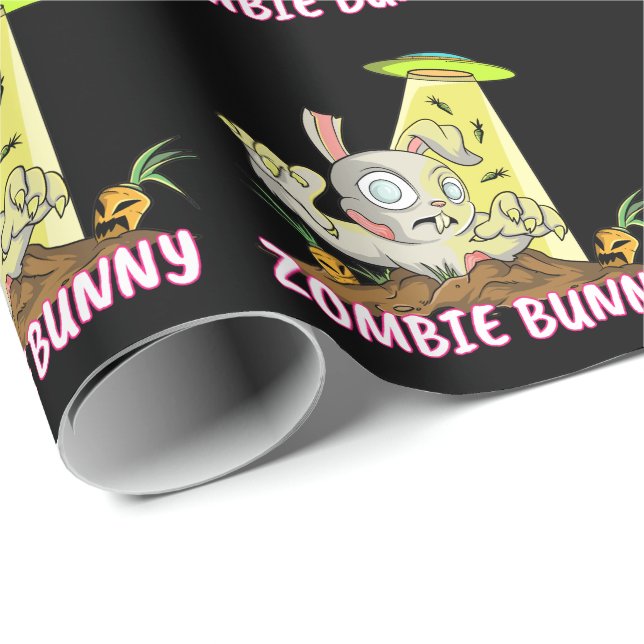 Cute Zombie Easter Rabbit Wrapping Paper (Roll Corner)