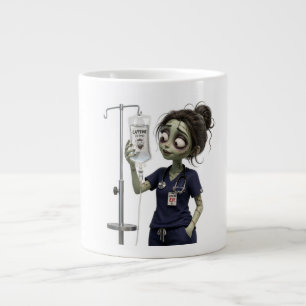 Cute Zombie ER Nurse Caffeine IV Drip Large Coffee Mug
