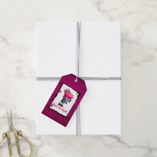 Cute Zombie Girl Illustration Happy Birthday Gift Tags
