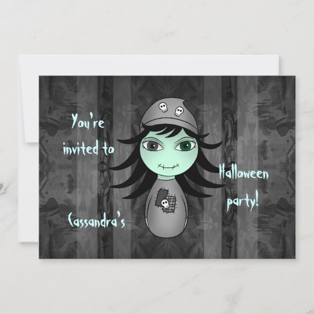 Cute zombie Halloween kids party Invitation (Front)