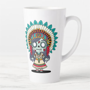 Cute Zombie Native American Girl Latte Mug