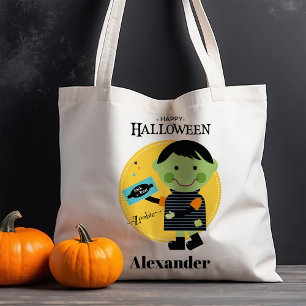 Cute Zombie Personalised Trick or Treat Halloween Tote Bag