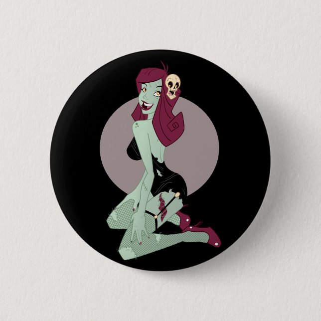 Cute Zombie Pin-Up Girl 6 Cm Round Badge (Front)