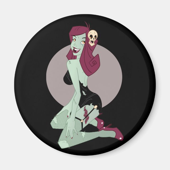 Cute Zombie Pin-Up Girl Magnet (Front)