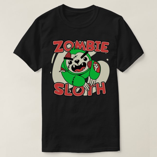 Cute Zombie Sloth Funny Halloween Zombie Animals T-Shirt (Design Front)