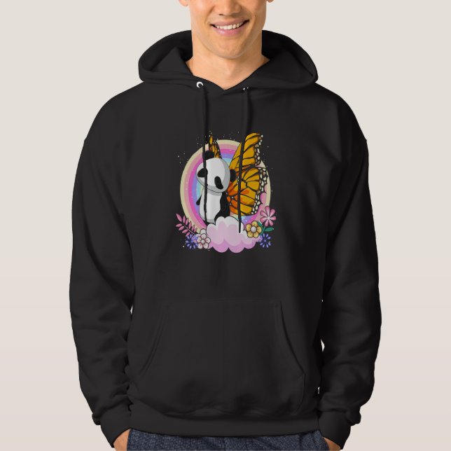 Cute Zoo Animal Fantasy Rainbow Butterfly Panda Hoodie (Front)