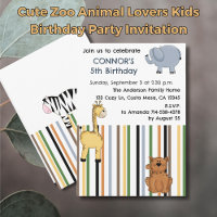 Cute Zoo Animal Lovers Kids Birthday Party