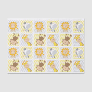 Cute Zoo Animal Squares Tissue Paper