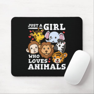 Cute Zoo Animals Elephant & Giraffe Illustration Mouse Pad