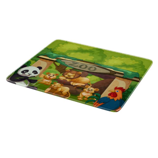 Cute Zoo Animals Kitchen Cutting Board Design (Corner)