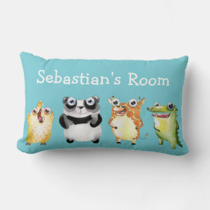 Cute Zoo Animals with Child's Name Lumbar Cushion