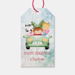 Cute Zoo Car Safari jungle Birthday party Gift Tags