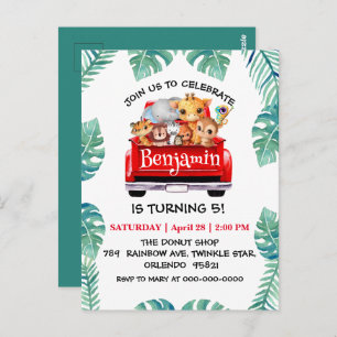 Cute Zoo jungle farm truck tractor boy Birthday  Postcard