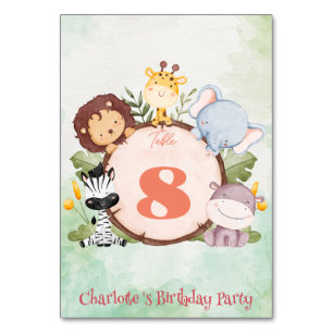 Cute Zoo Kid birthday jungle safari Birthday party Table Number