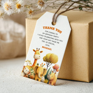 Cute ZOO Safari Animals 1st Birthday Thank You Gift Tags