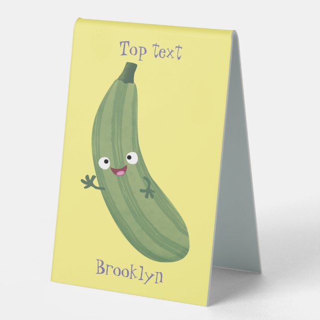 Cute zucchini happy cartoon illustration (Front)