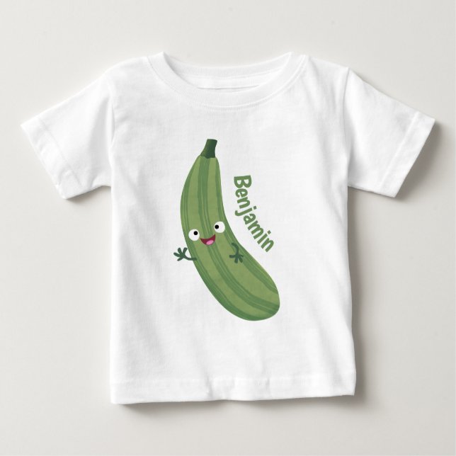 Cute zucchini happy cartoon illustration baby T-Shirt (Front)
