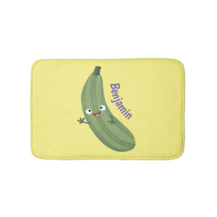 Cute zucchini happy cartoon illustration bath mat