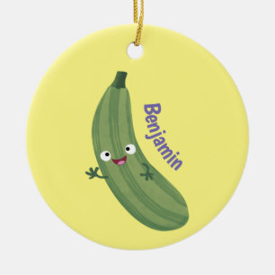 Cute zucchini happy cartoon illustration ceramic ornament