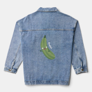 Cute zucchini happy cartoon illustration denim jacket