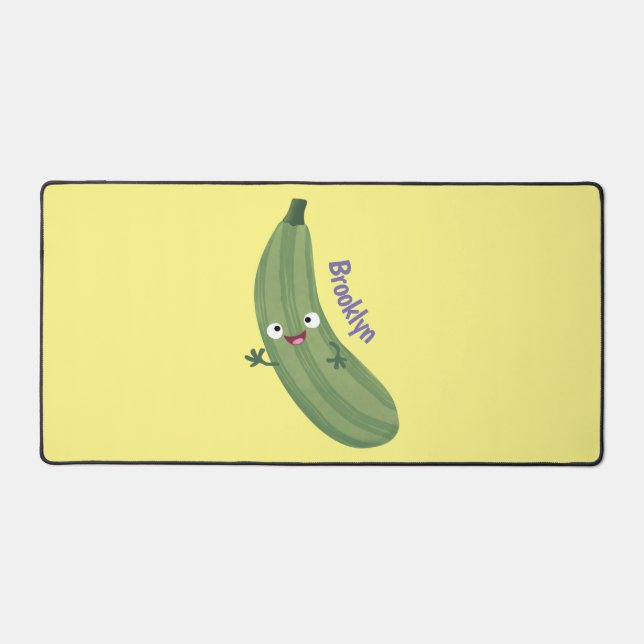 Cute zucchini happy cartoon illustration desk mat (Front)