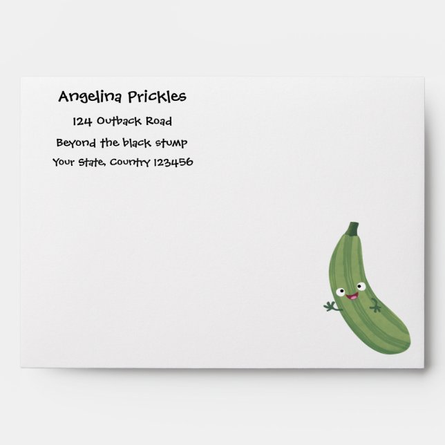 Cute zucchini happy cartoon illustration envelope (Front)