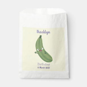 Cute zucchini happy cartoon illustration favour bag