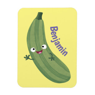 Cute zucchini happy cartoon illustration magnet