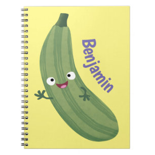 Cute zucchini happy cartoon illustration notebook