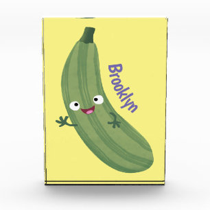 Cute zucchini happy cartoon illustration photo block