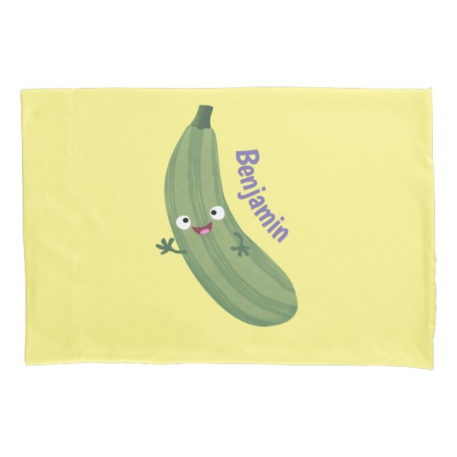 Cute zucchini happy cartoon illustration pillowcase (Front)