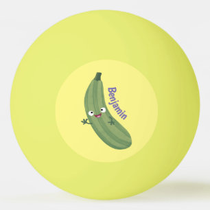 Cute zucchini happy cartoon illustration ping pong ball