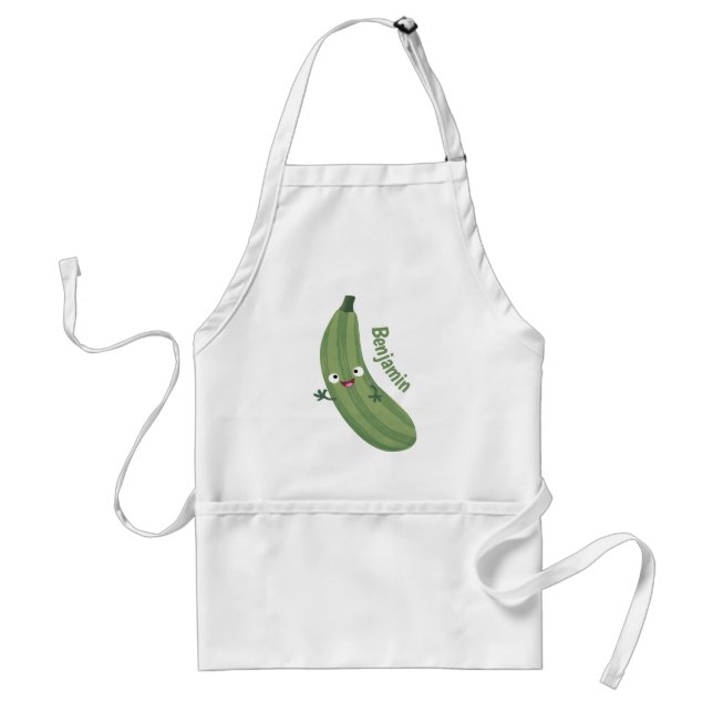 Cute zucchini happy cartoon illustration standard apron (Front)