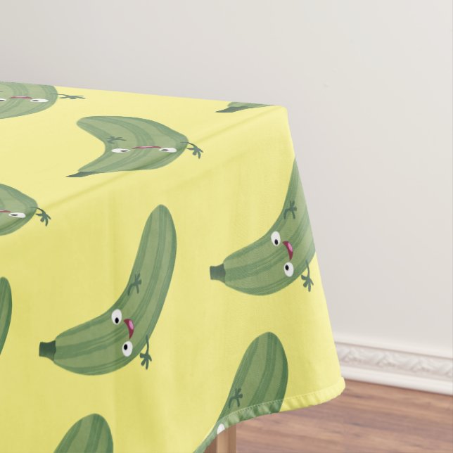 Cute zucchini happy cartoon illustration tablecloth (In Situ)